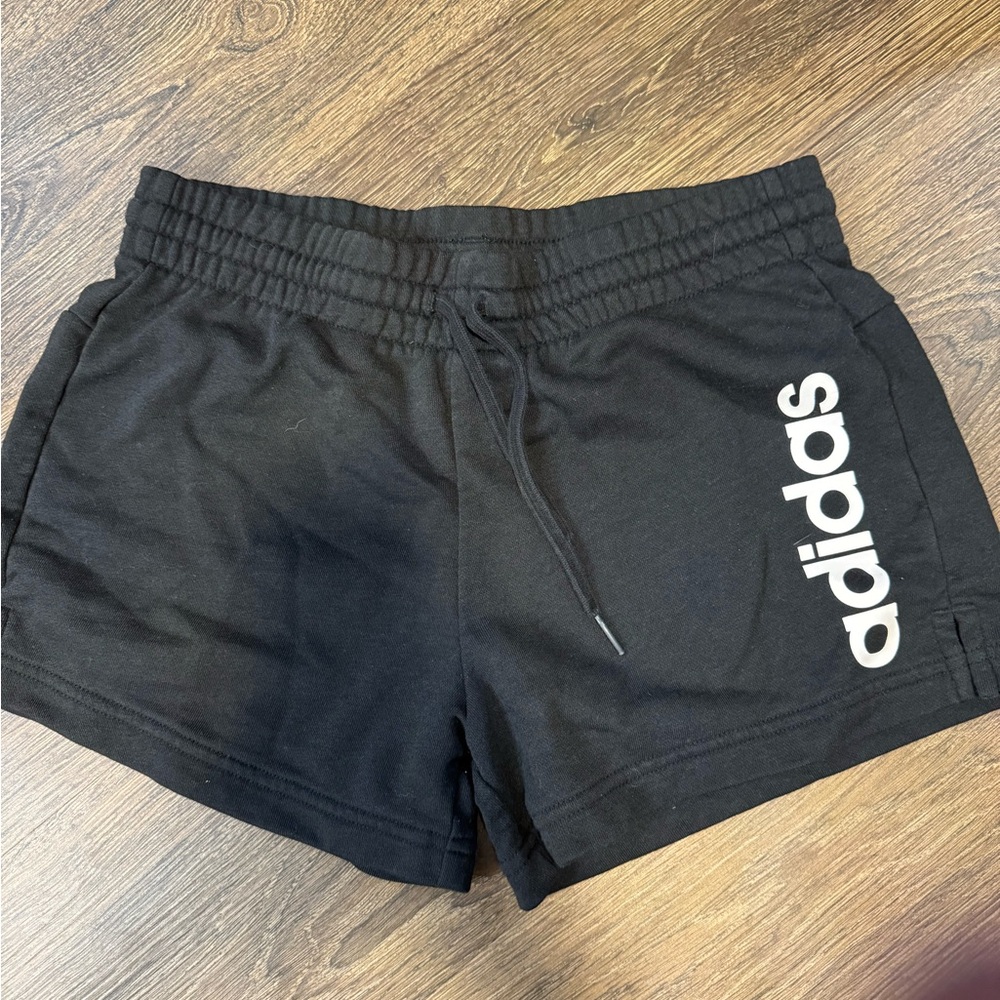adidas Black Athletic Logo Drawstring Shorts